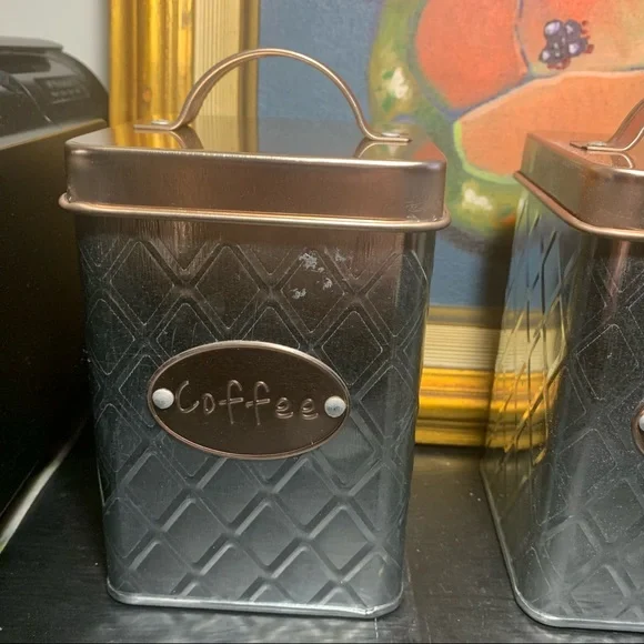 Coffee sugar and tea rose gold and silver kitchen canister ☕️ - Picture 8 of 14